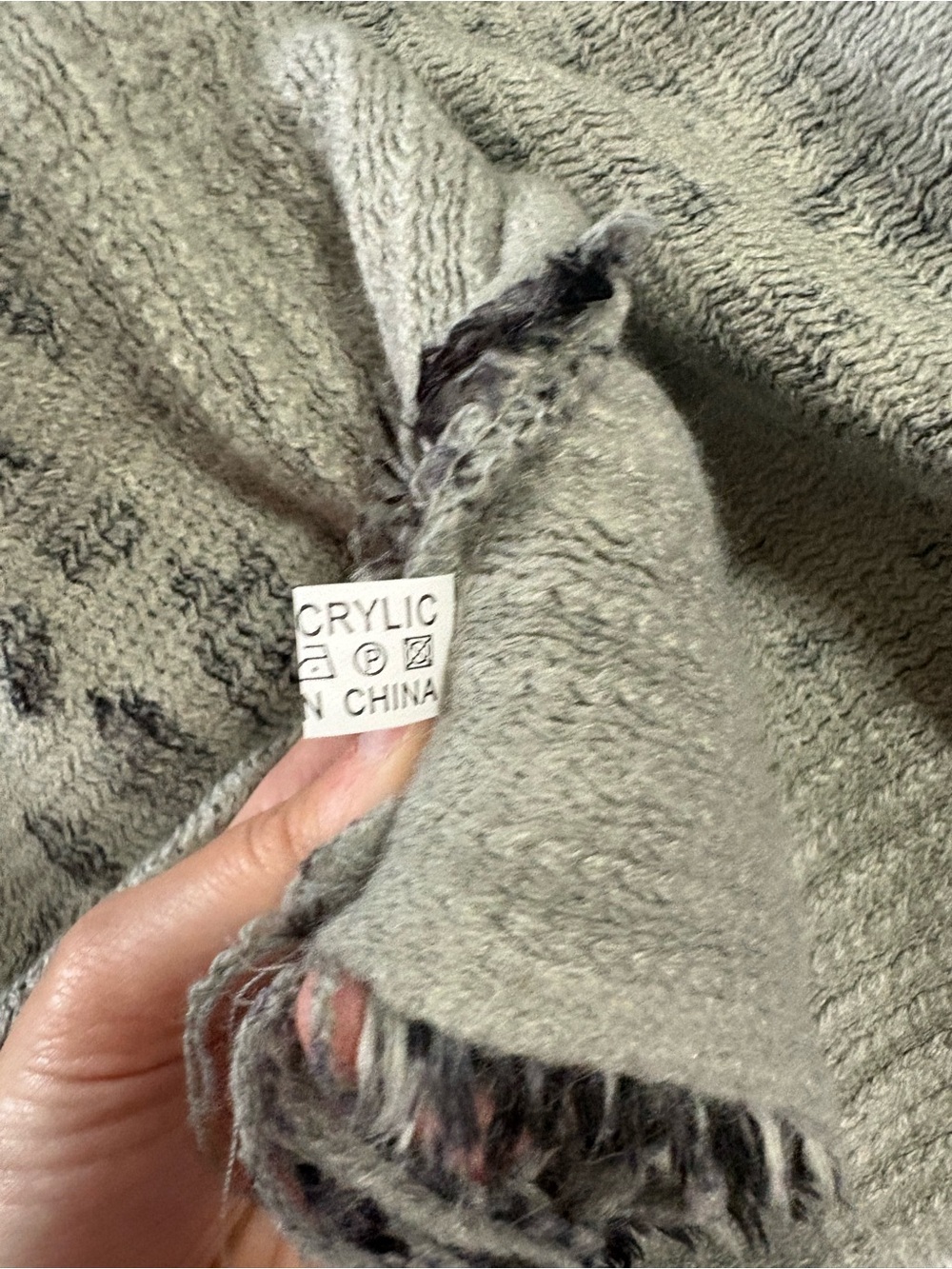Leopard Print Fuzzy Poncho - Gray and Black - Picture 5 of 5